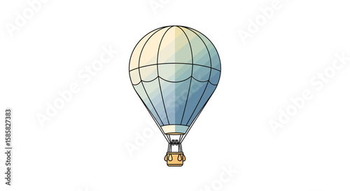 Upward Bound: A Stylized Hot Air Balloon with Blue and Yellow Hues