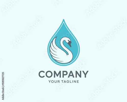 This image portrays a graceful swan inside a water droplet, marrying elements of nature and purity, ideal for businesses in wellness, beauty, and environmental sectors.