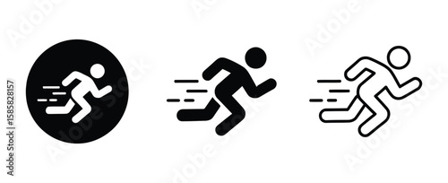 Running Man Icons: Speed and Movement Symbols for Active Lifestyle Graphics