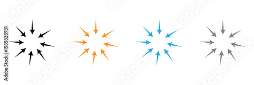 Inward arrows pointing to center. Epicenter icons set. Inward arrows collection. Inward arrow vector set. EPS 10 . 