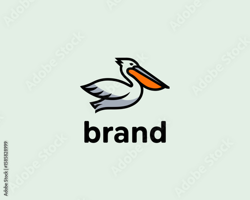 This minimalistic logo design features a simple pelican silhouette, perfect for brands needing a clean and contemporary representation that connects with nature and wildlife themes.