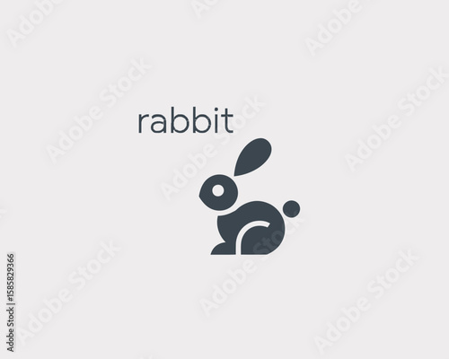 A charming and playful logo of a sitting rabbit, representing cuteness and approachability, ideal for pet stores, animal shelters, or organic products.