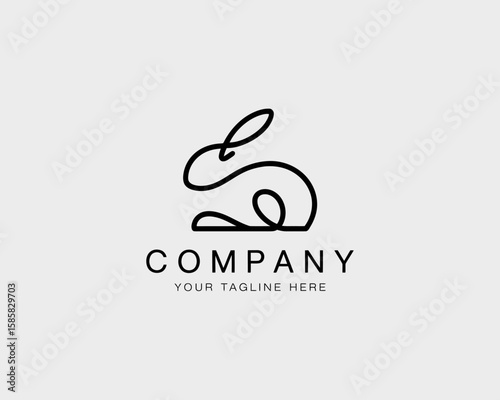 A simple, minimalist logo of a rabbit designed for a company, showcasing a sleek design that can be used in various branding applications effectively.