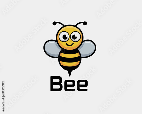 A cheerful cartoon bee character with big eyes and a friendly smile, embodying fun and playfulness, suitable for children’s products or nature-themed designs.