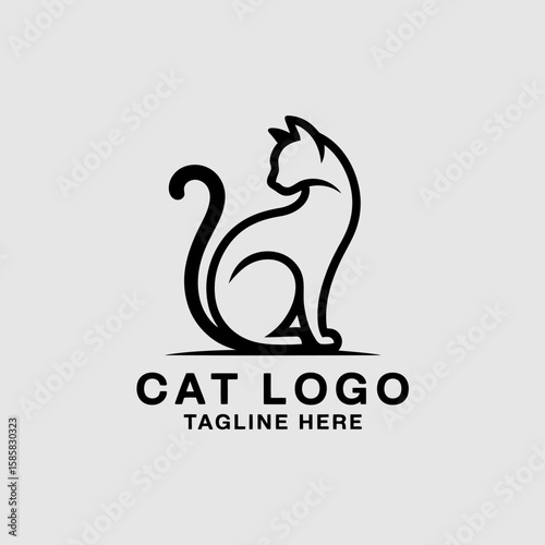 A contemporary logo of a stylized cat silhouette captures the essence of elegance and grace, representing luxury and creativity through its simplistic yet effective design.
