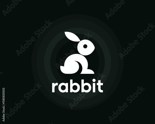A cute and playful logo depicting a stylized rabbit, perfect for brands related to pets, children's products, or organic goods.