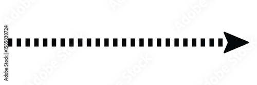 Straight long vector arrow icon. Long dashed arrow icon. isolated on white and black background. EPS 10 .