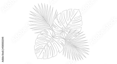 Intricate Monochrome Tropical Leaf Arrangement