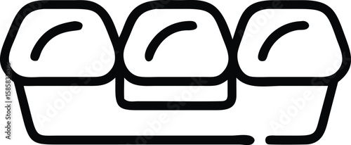 outline illustration of boat seating row with curved detail icon