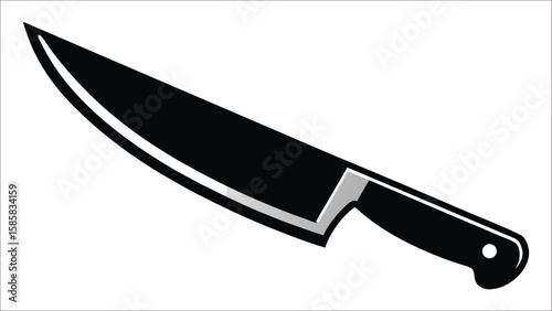 Knife isolated on white background sharp stainless steel kitchen tool with black handle