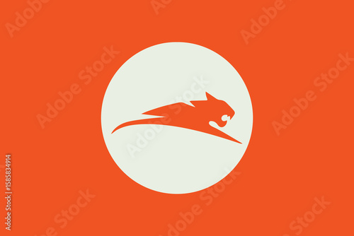 Orange background with jaguar emblem
