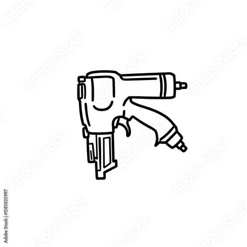 Nail gun. Pneumatic tool for fast framing and construction