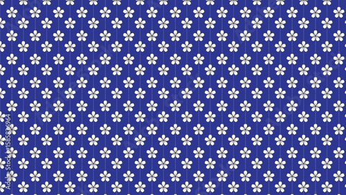 Wallpaper Mural Seamless white flower pattern on navy blue background, elegant floral textile design, minimalist repeat print for fabric, wallpaper, wrapping paper, and decorative digital or fashion projects Torontodigital.ca