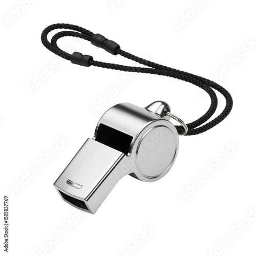 Classic Metal Whistle with Black Cord: Sleek and Functional Design