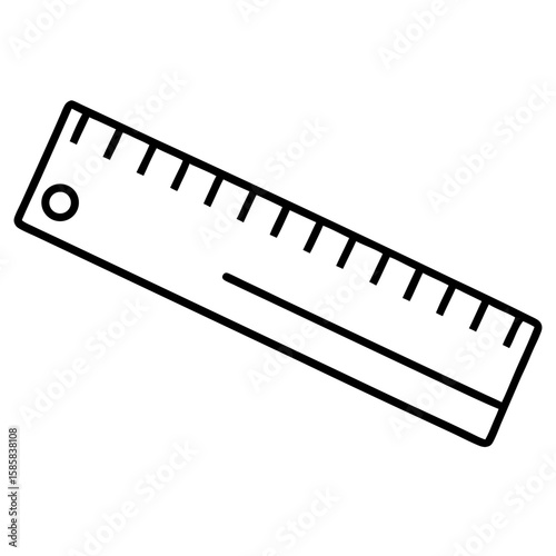 Simple line art of a measuring tape stretched horizontally across the frame isolated on white background