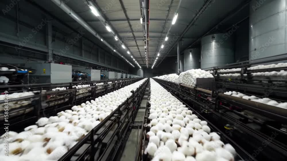In-plant cotton processing production line scenario Automated production of cotton