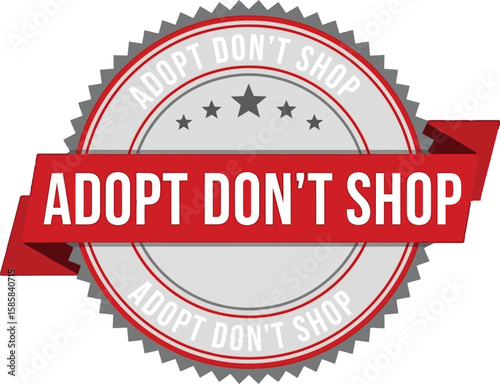 Graphic promoting adopt don't shop with a seal on a blue background