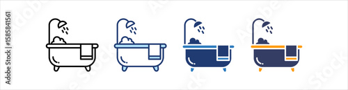Bathtub Icon Set Multiple Style Collection