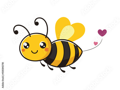 Bee buzzing flight path in heart symbol