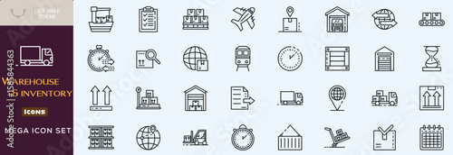 Warehouse and inventory  icon set