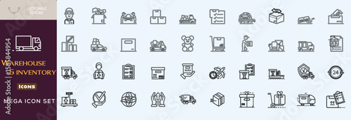 Warehouse and inventory  icon set