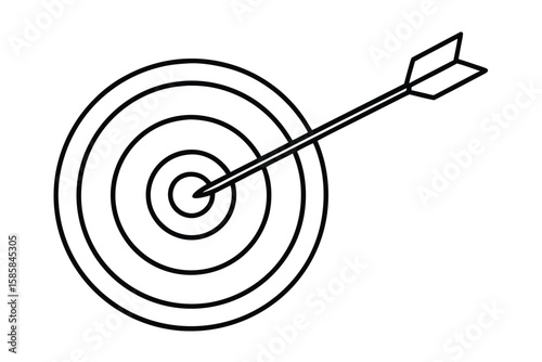 Goal Target With Dart Hitting Bullseye
