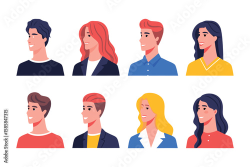 Diverse Portraiture: Profiles of various individuals, each exuding a unique expression, providing a vibrant and inclusive representation of individuality and personality.