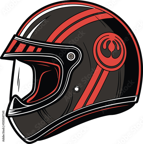 Vector illustration of a tribal motorcycle helmet design for extreme sports art