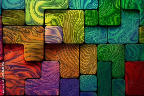 Abstract Wooden Blocks Mosaic