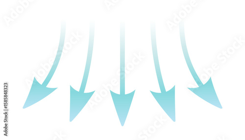 blue arrows illustrating air flow and wind direction. Represents cool fresh streams from an air conditioner. Vector illustration isolated on a white background. EPS10