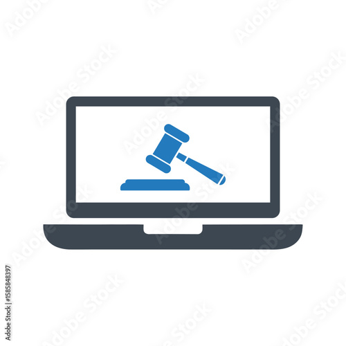 Online auction law digital laptop icon