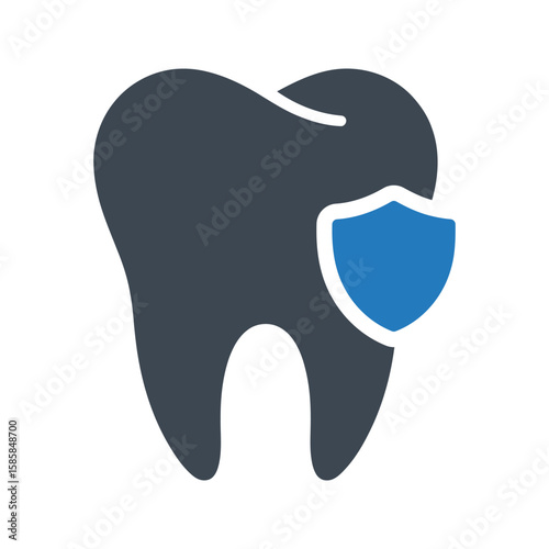 Protected tooth with shield dental health icon