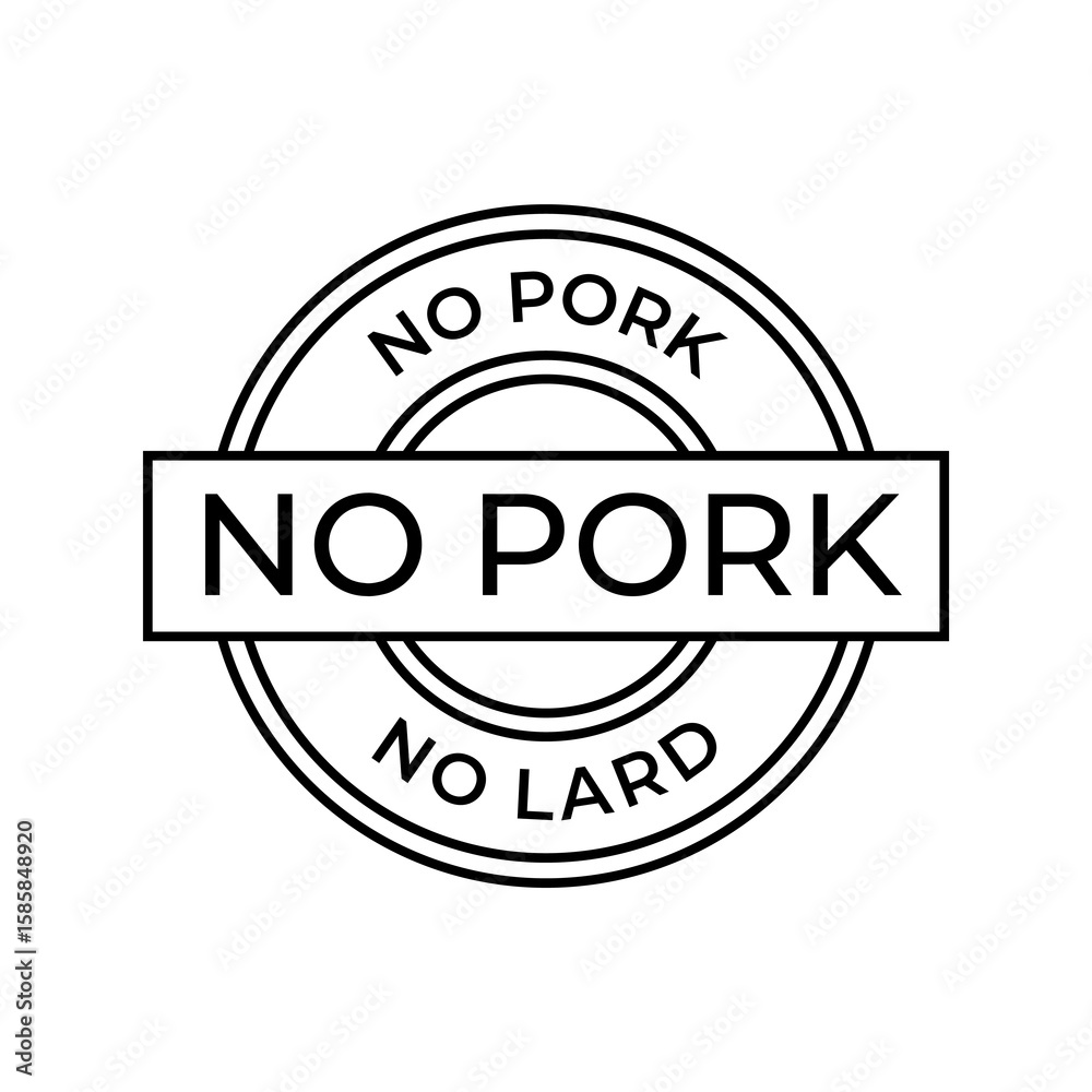 Fototapeta premium Prohibited pork meat logo with red crossed pig symbol