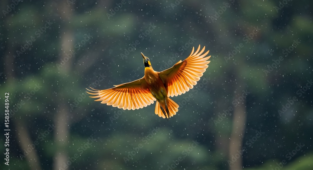Fototapeta premium Rise Above: Golden Wings Amid the Storm