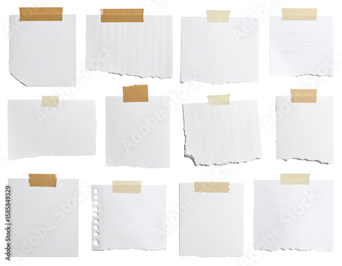 paper taped sticky note isolated on transparent png clipping path