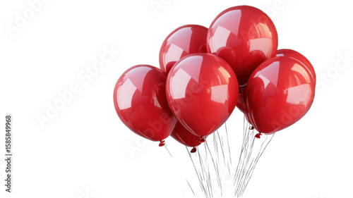 Red Balloons Group Floating Isolated on White Background
