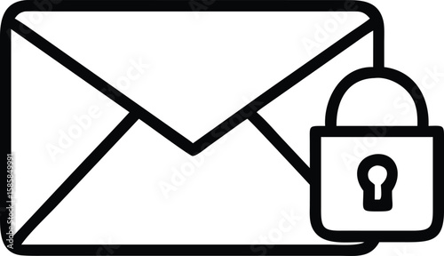 Outline of envelope with padlock for secure email or data privacy