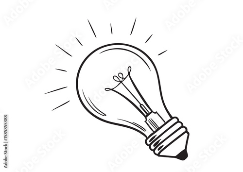 Lightbulb Idea Pencil Sketch Black White Illustration