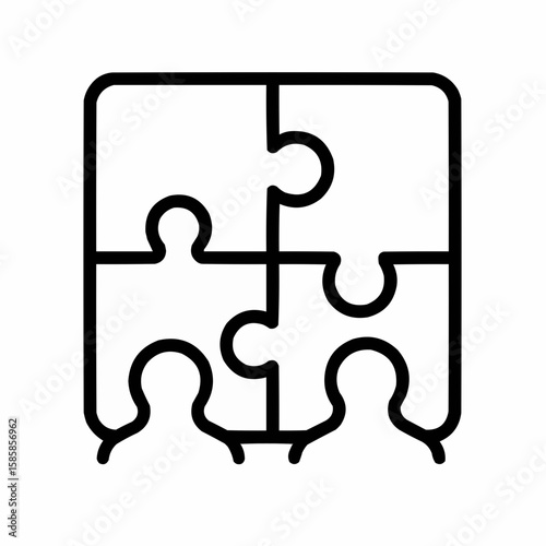 Puzzle with only essential pieces connected. MVP concept visualization