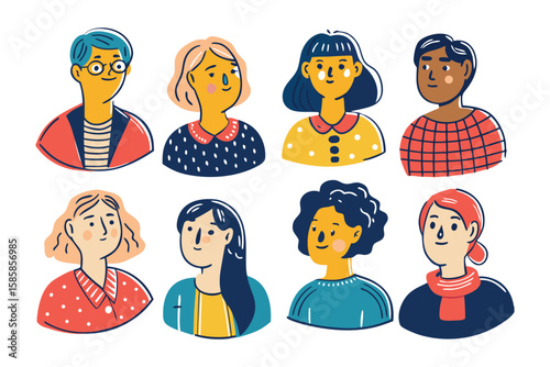 Diverse Human Portraits: Capturing the essence of individuality through a collection of charming and unique portraits. Displaying a rich tapestry of identities, with an emphasis on diversity.