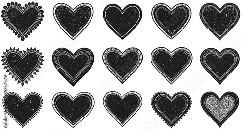 Glitter Heart Stamp Collection – Decorative Sparkling Hearts for Romantic and Festive Design

