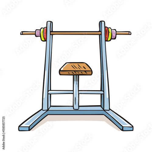 Simple bench press weightlifting machine. Ideal for fitness blogs, gym websites, or workout guides. A basic bench press machine for weightlifting enthusiasts. Perfect for illustrating gym equipment.