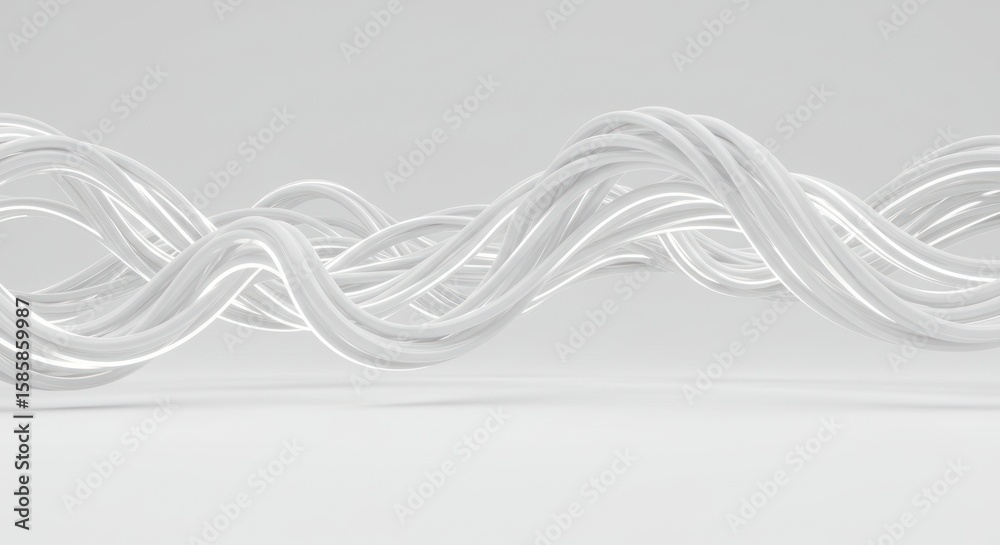 Fototapeta premium Abstract White Wavy Lines Artistic Design on Light Gray Background