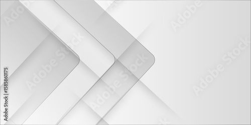 White abstract geometric background with white paper sheets soars as abstract spaces with rectangles, parallel stripes, perspective, shadows in simple strict modern material in triangle and square.	