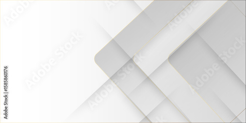 White abstract geometric background with white paper sheets soars as abstract spaces with rectangles, parallel stripes, perspective, shadows in simple strict modern material in triangle and square.	