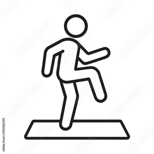 Line-Art Step Aerobics Exercise on Platform for Fitness Workout