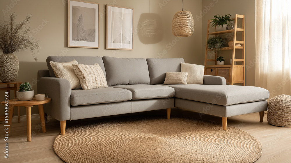 Fototapeta premium Serene Scandinavian Living Room Interior