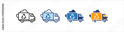 Garbage Truck Icon Set Multiple Style Collection