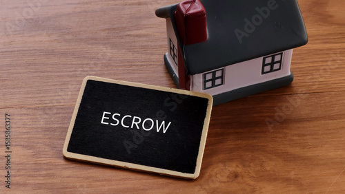 Canvastavla Escrow Concept with Miniature House and Blackboard