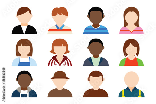 Diverse Avatar Collection: A vibrant set of iconographic avatars, representing a spectrum of identities, designed to provide users with a broad array of representation choices.
